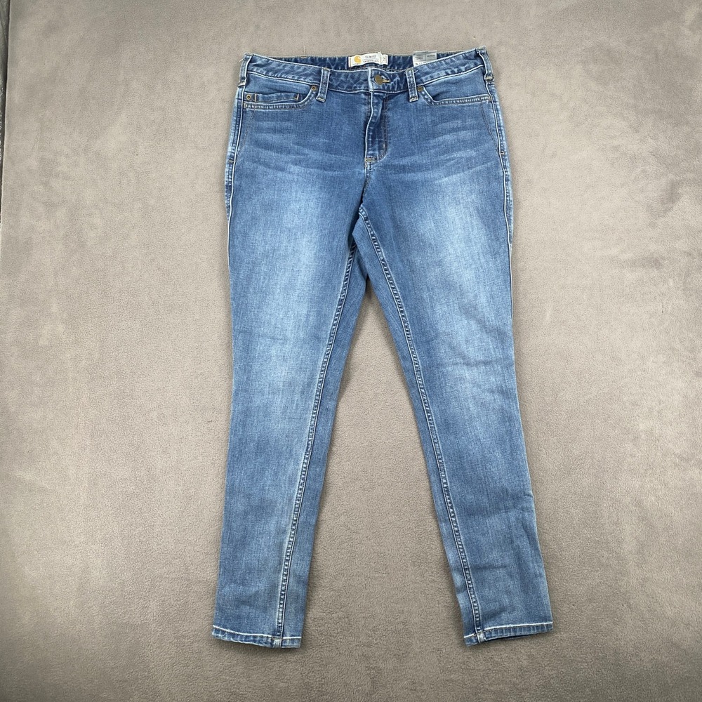 Carhartt Slim Fit Skinny Leg Jeans Womens 12 Regular Medium Wash Denim 102734